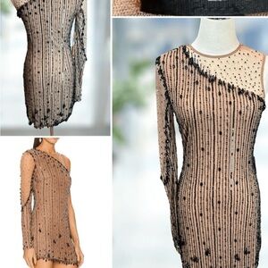 NBD Black and Tan Long Sleeve Dress